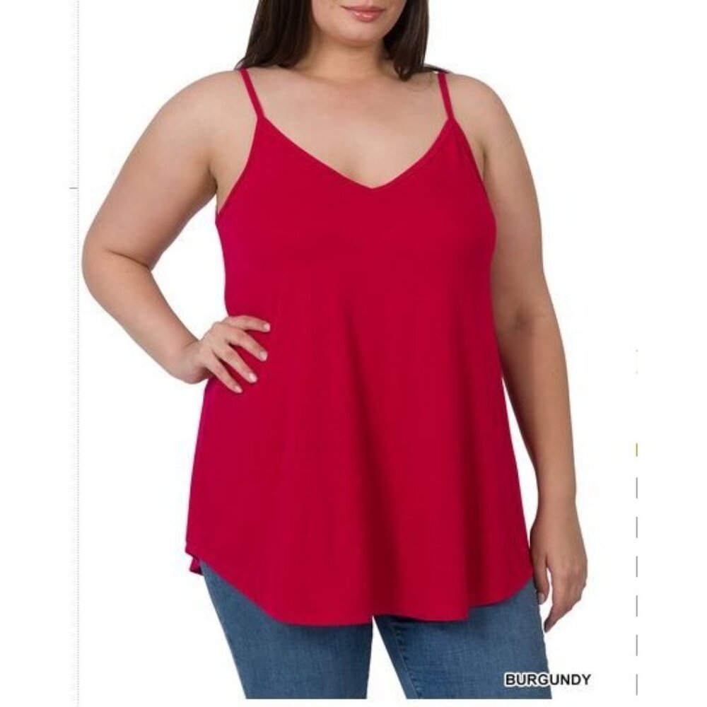 2/$30 ***Plus Burgundy Front and Back Reversible Spaghetti Cami Top Size 2X